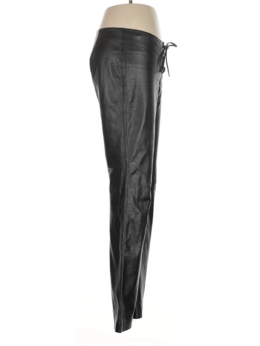 Vintage Y2K Ralph Lauren Black Leather Pants Flare Lace Up Corset Mid Rise 6 32” - Picture 13 of 13